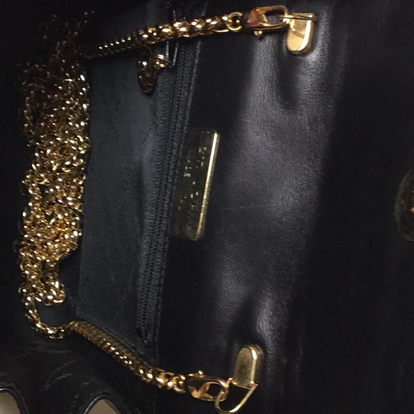 St. John Chain Link Handbag Clutch Black Leather - Picture 4 of 8